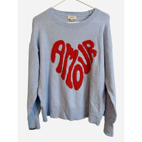 Loft Amour Sweater Womens Small Knit Love Spell Out Valentine Cozy Casual Hip - Picture 1 of 10